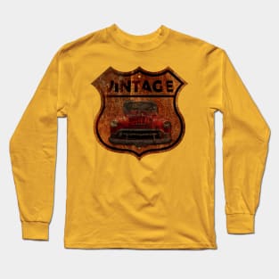 Vintage Car Road sign Rustic Long Sleeve T-Shirt